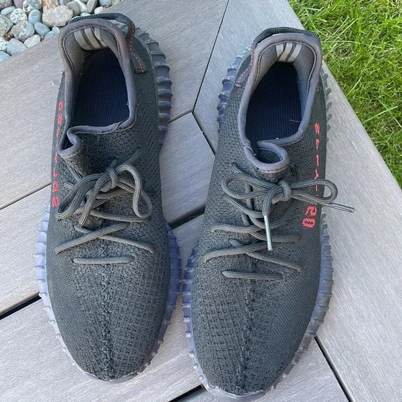 Adidas Yeezy Boost 350 Bred V2 Black Red CP9652 shoes sneakers size 11 - Picture 2 of 7